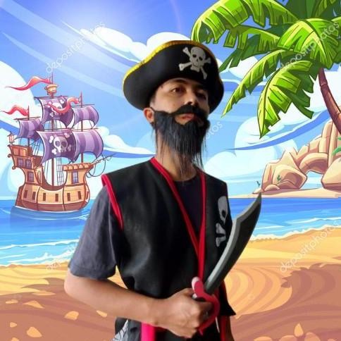 """] Set Rompi Bajak Laut Flanel Kumis Topi Rompi Bajak Laut list Merah Kostum Halloween dewasa