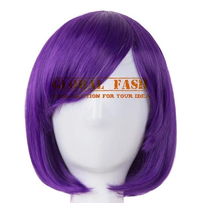 Wig Bob Ungu/ Wig Pendek Lurus / Wig Cosplay/ Rambut Palsu Full
