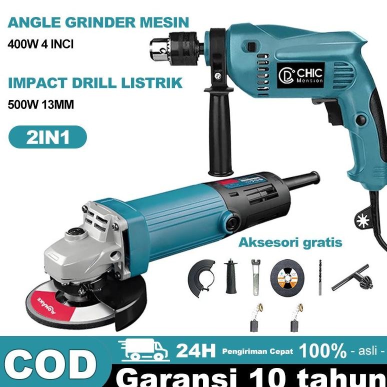 2IN1 bor dan gerinda mesin bor listrik Gerinda dan bor dapat box paket pertukangan lengkap gerinda M