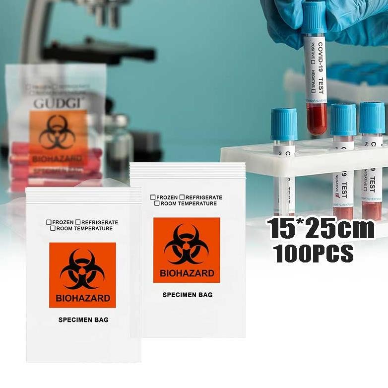 100pcs Specimen Bag Biohazard 15x25 Cm