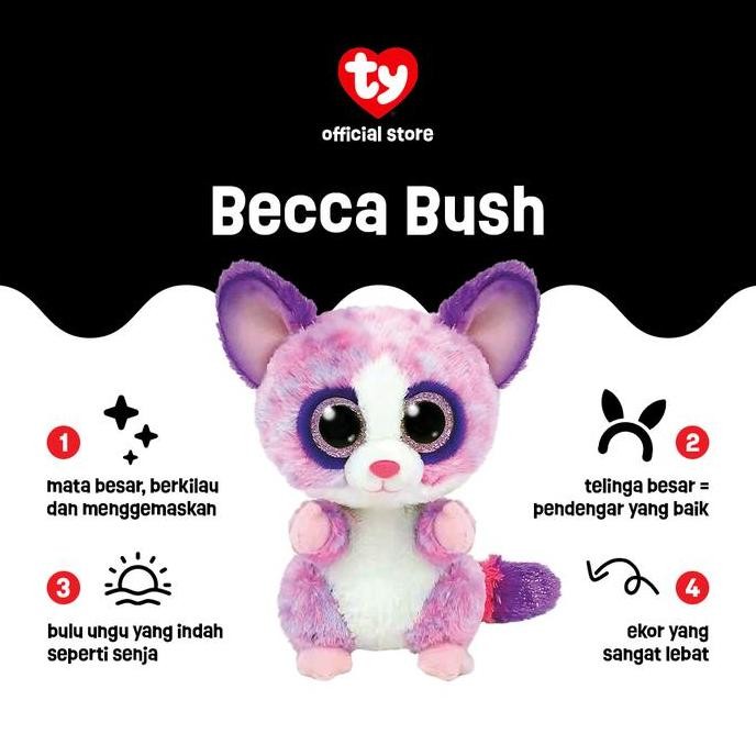PROMO - TY Beanie Boos Becca Bush (Regular) - Boneka Pink