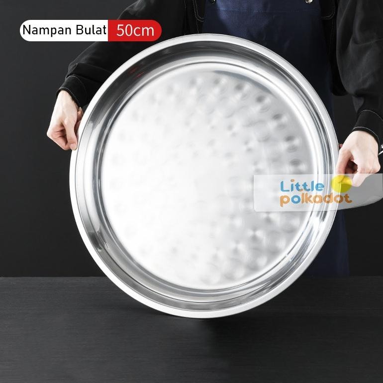 Bisa Cod LittlepolkadotNampan Bulat Stainless Steel Tebal Talam Baki Bulat Stainless Stenlis Steel P