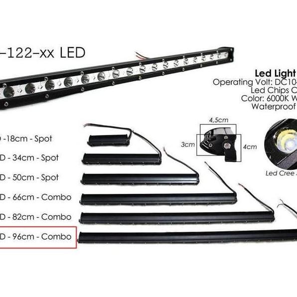 Lampu Sorot Ledbar Slim Mobil Motor 36Led 1W 96Cm Tipis
