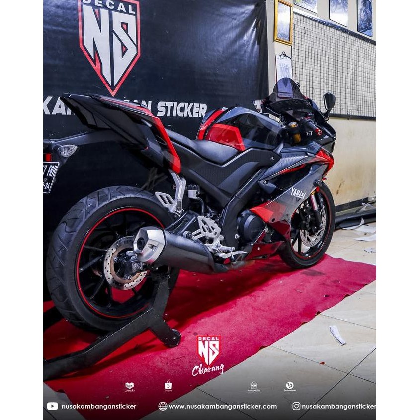 Stiker Yamaha R15 V3 Merah Hitam Original