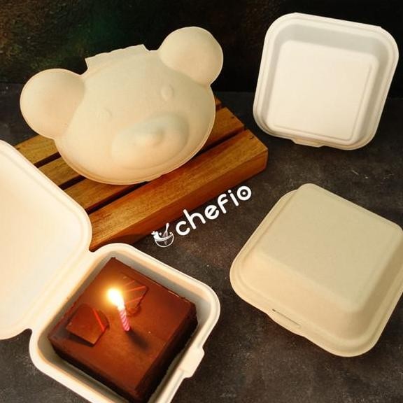 Bento Bear Cake Burger Box Korea Dessert Lunch Box Kotak Kue Tart Mini