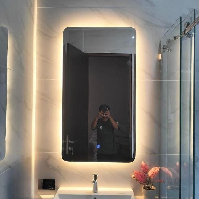 PROMO - Cermin Wastafel LED Kamar Mandi Bevel Micky Ruang Tamu Kaca Mirror