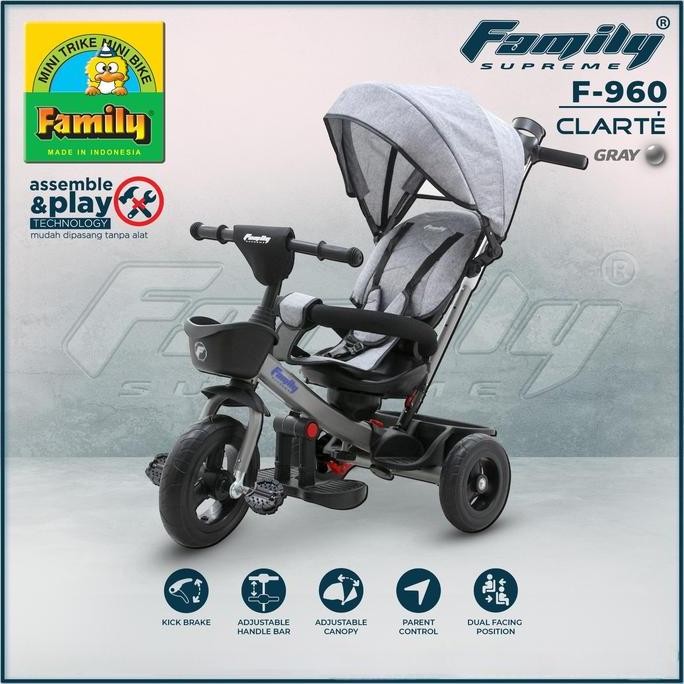 NEW - Family Clarte F960 Sepeda Roda Tiga Anak Ban Karet Jok in