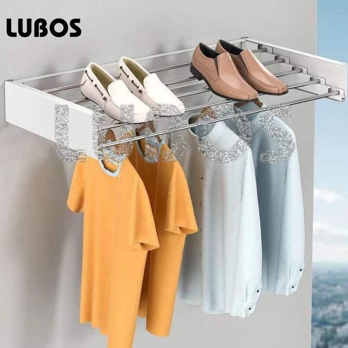 TERLARIS - LUBOS Jemuran Baju Invisible Dinding Lipat Gantung Apartemen Minimalis