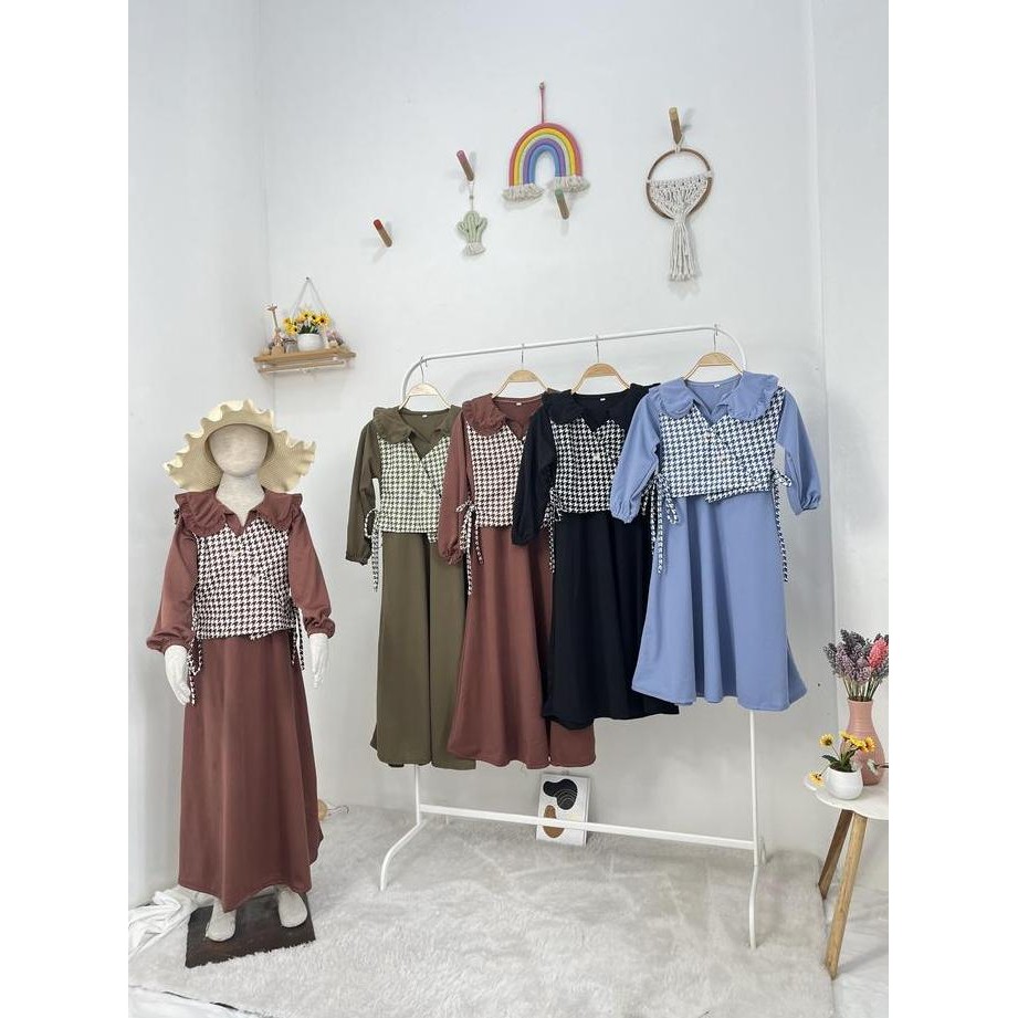 DF100 - GAMIS SILVIA ROMPI ANAK  SMLXL BABY.CLOTH UNTUK UMUR 3-14 TAHUN baju muslim  panjang  printi