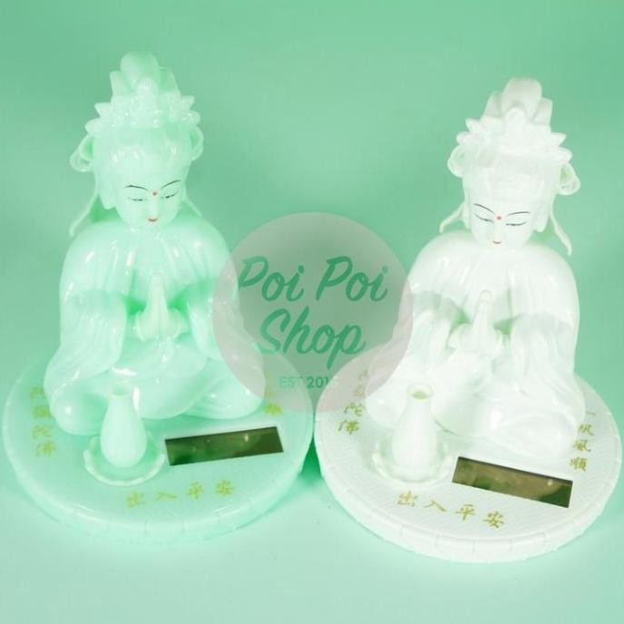 Pajangan Mobil Solar Kwan Im Buddha Teratai Budha Kipas Goyang Kepala