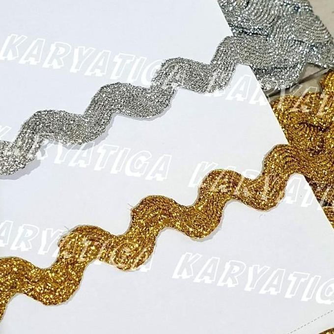 

&<&<&<&] Renda Biku / Renda Zig Zag Emas / Perak Lebar 1.2 cm (+/- 20 Yard)