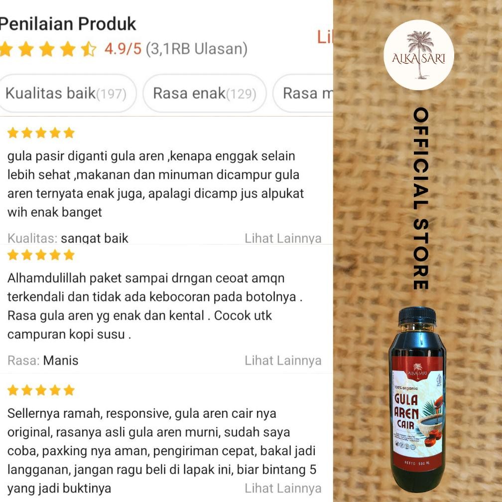 

Gula Aren Cair / Syrup Palm Sugar Organik Alka Sari 1 Liter