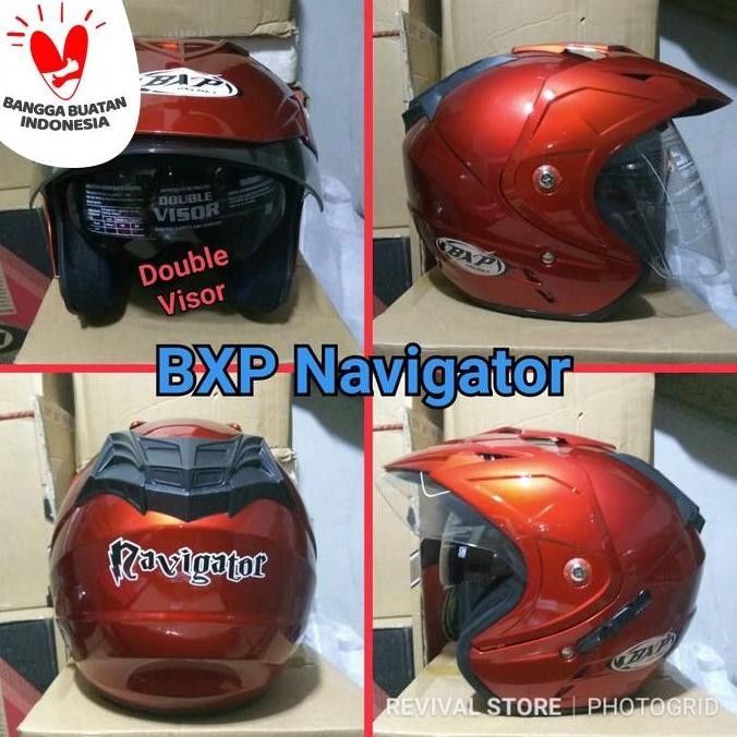 PROMO DISKON - PROMO Helm BXP Navigator double visor SNI half f