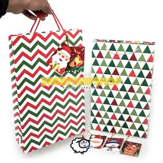 

<<<<<] PAKET TAS KERTAS ZIGZAG SEGITIGA + HANGTAG Label Natal Goddie Bag Kantong Bingkisan