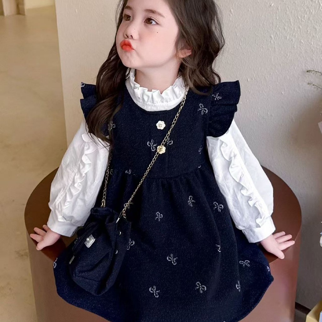 [COD]Gaun rompi anak perempuan, gaun rompi, setelan kemeja, rok