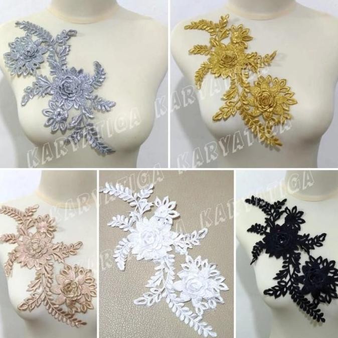 

best seller] Renda Bordir Aplikasi / Tabur Bunga - Batch 1 Abu Biru