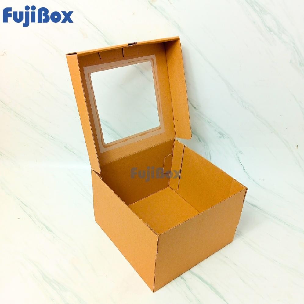 

Heatshrin ( 10 Pcs ) E-Flute Kotak Puding Cake Kue Tart Bolu Chiffon Karton Corrugated Box 22 X 22 X 15 Cm Ghs-55