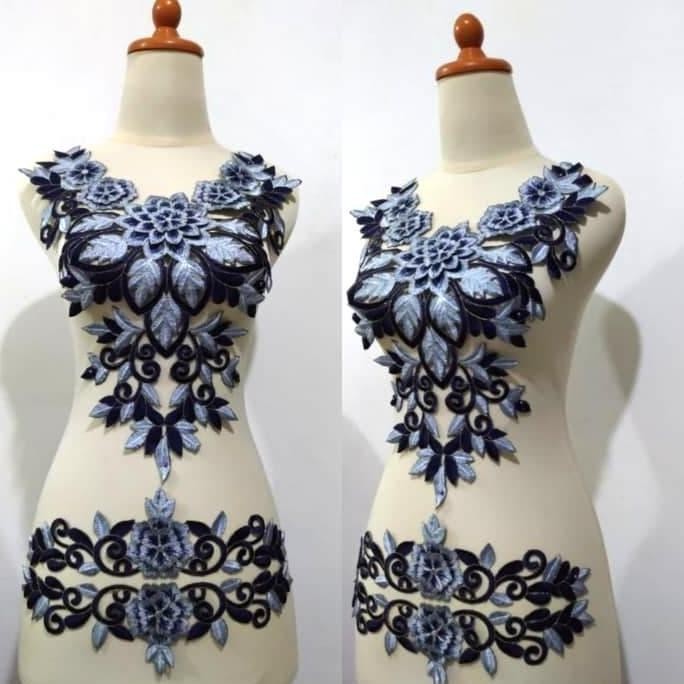 

Buruan serbu] Renda Bordir Motif Borju Set Navy