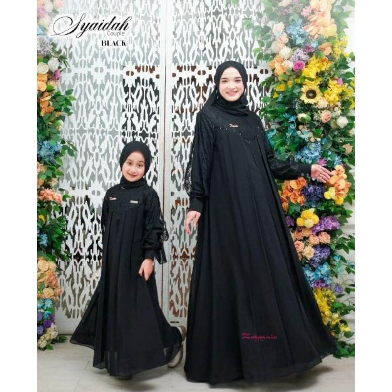 Cod Inara Couple Mom And Kids / Gamis Syari Set Khimar Ibu Dan Anak S.M.L.Xl / Gamis Couple Bahan Ce