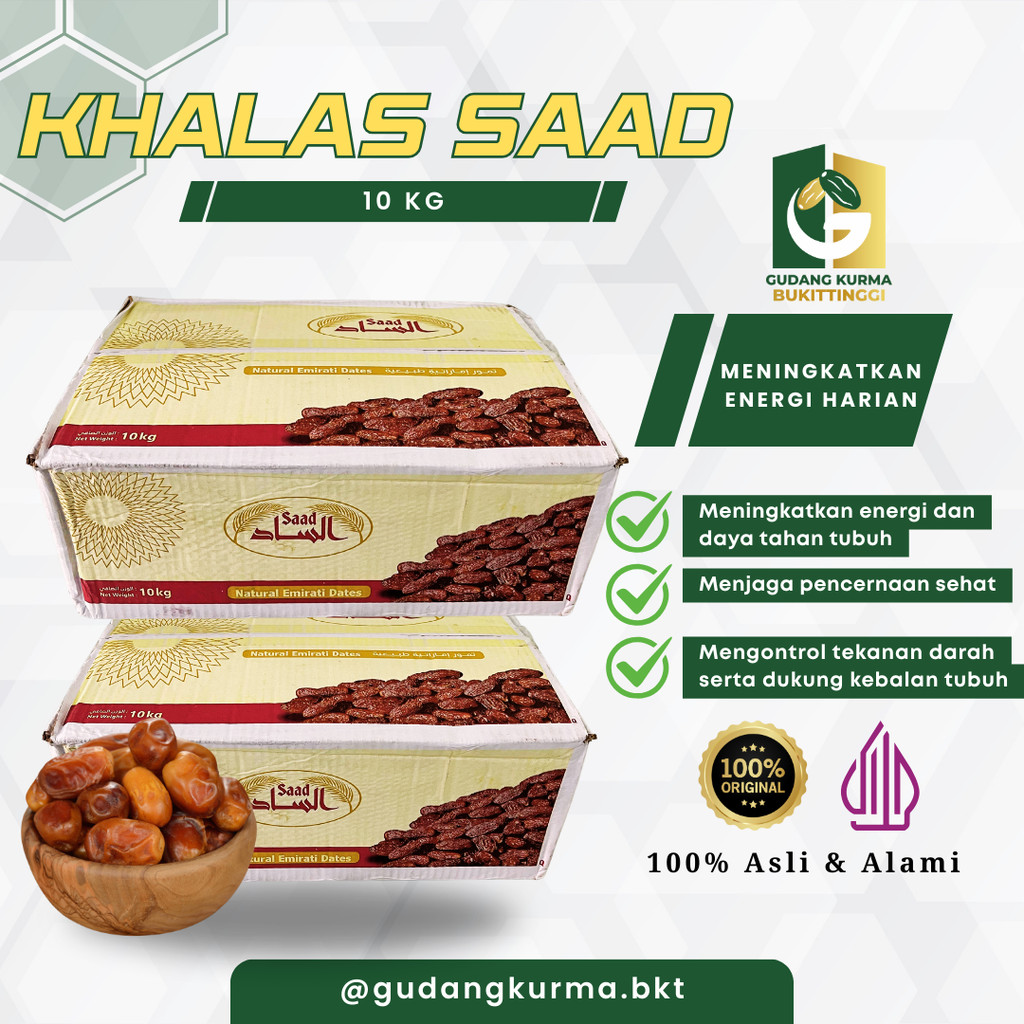 

Kurma Khalas Saad 10kg – Original 100% Premium Saudi | Rasa Manis Legit Lembut