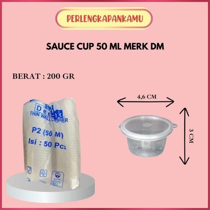 Sauce Cup / Tempat Sambal / Cup Sambal Mini 50ml merk DM 50pcs