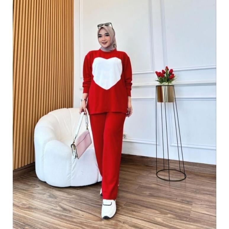 Un04 Ter-98 Love One Set Merah Putih / Setelan Muslim / Setelan Merah Putih / Setelan Agustusan / Ba