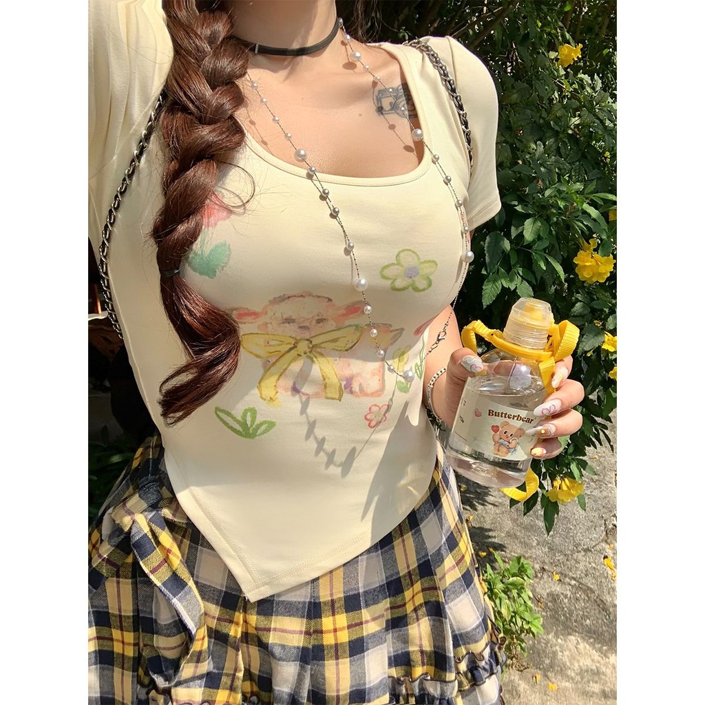 [COD]Set dua potong kaos rajut motif + rok kotak-kotak berumbai baru