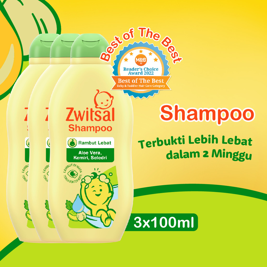 Zwitsal Baby Shampoo Natural Aloe Vera Kemiri Seledri 100 ml x3 Triplepack