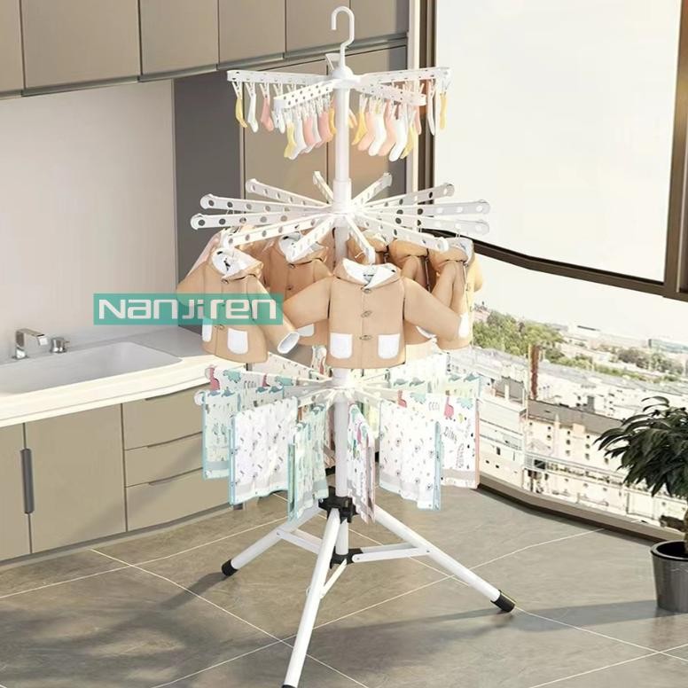 Ceo Jemuran Menara Pakaian Portable Baju Bayi 2/3 Tingkat Serbaguna Set Klip Handuk Celana Baby