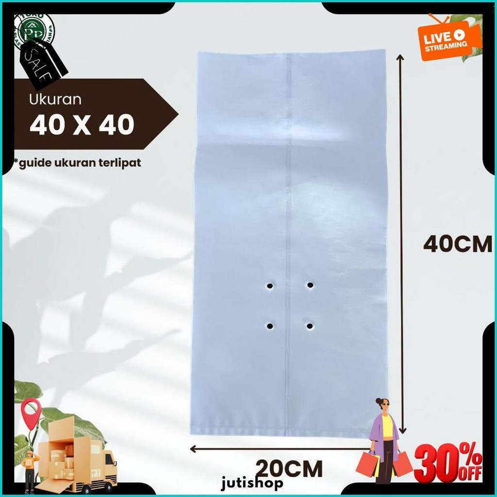 Polybag Putih 40 X 40 Isi 50 Lembar - Polybag Putih / Putih-Hitam Terlaris