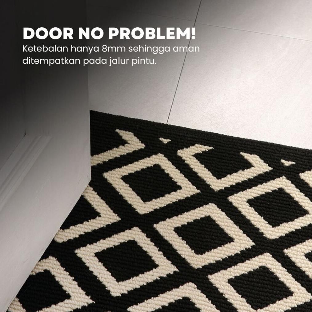 Kivi - Keset Checker 50x80cm untuk Pintu Rumah, Keset Outdoor Anti Slip Aesthetic, Menyerap Air & Ko