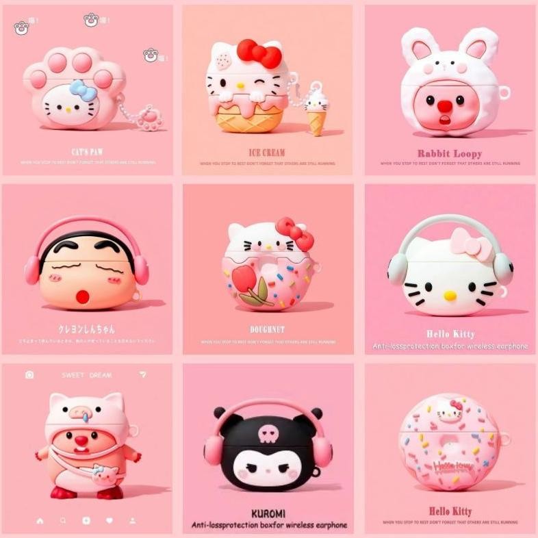 Ct_C1077 Dingdong Cod Headset Bluetooth I12 Earphone Bluetooth Lucu Dengan Case Karakter 3D Tws Blue