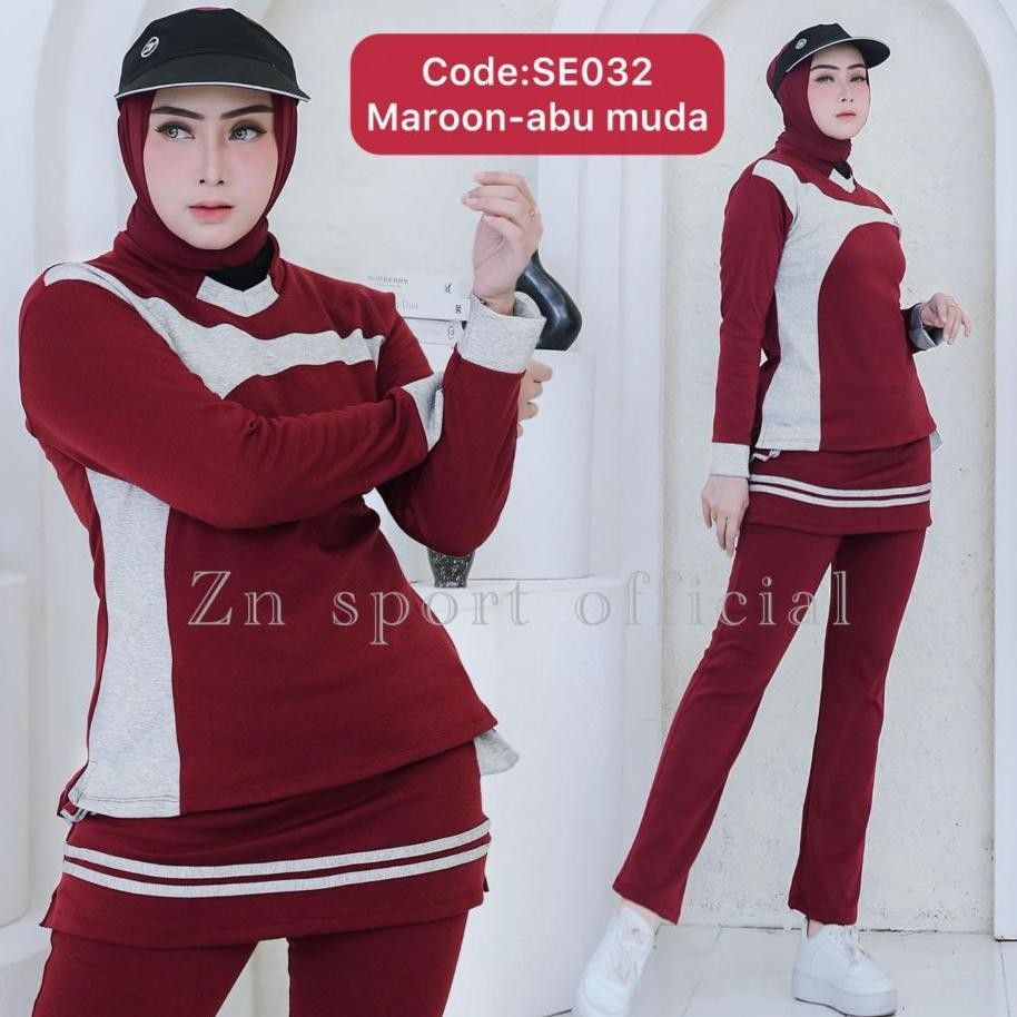 Zn Sportbaju Olahraga Wanita Dewasa Pakaian Senam Perempuan Setelan Senam Cewek Muslim Baju Senam Ae
