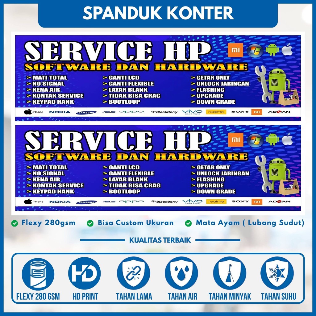 Spanduk Baner Konter Servis HP / Konter Service HP - 200x100 cm
