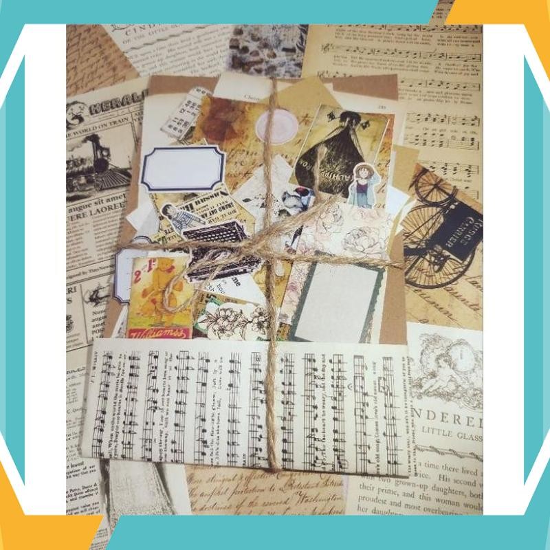 

Bisa COD 70pcs Paket Journal Kit Vintage Aesthetic Deco Bujo Scrapbook ODX-55