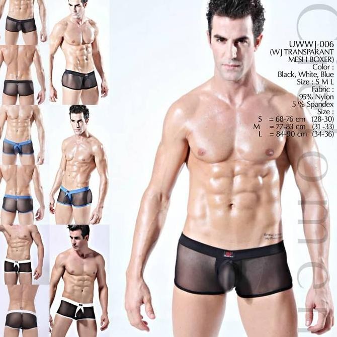SEXY CD BOXER IMPORT UWWJ-006 TRANSPARAN SEMPAK NYLON SPANDEX ORIGINAL DAN TERPERCAYA