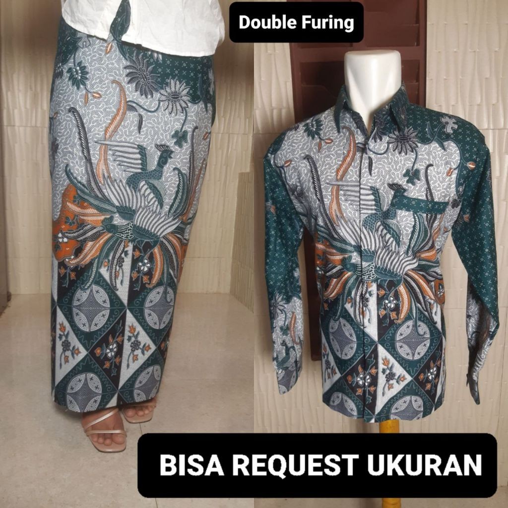 KEMEJA & ROK DOUBLE FURING PREMIUM / BAJU SERAGAM BATIK COUPLE PASANGAN SARIMBIT KELUARGA CUSTOM ANA