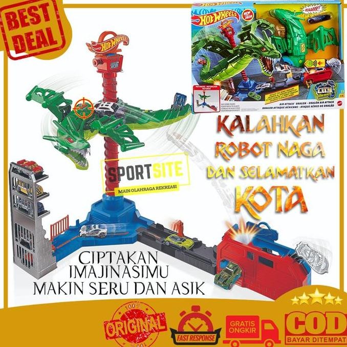 Hot Wheels Air Attack Dragon Track City Playset Trek Set Jalanan Mobil