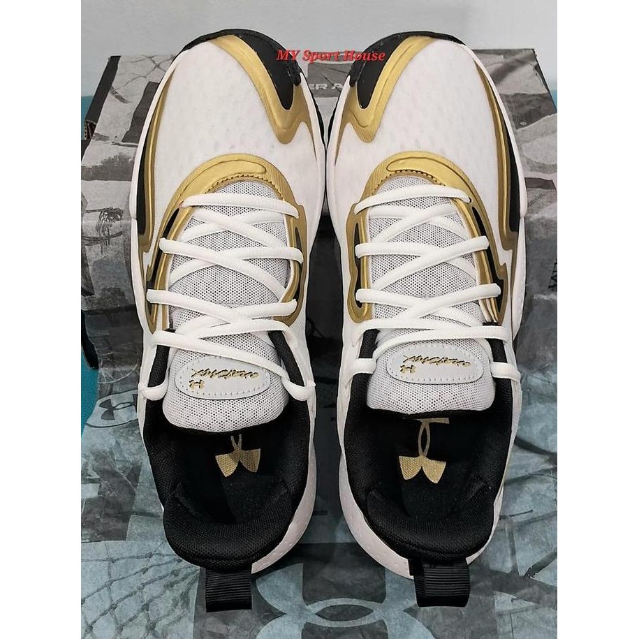 Sepatu basket Under Armour Spawn 5 Original BNIB - White Gold