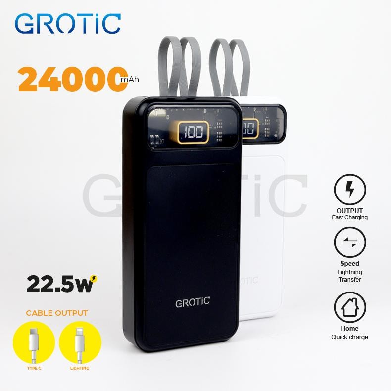 Grotic Powerbank Fast Charging 24000Mah With Dual Port Type C And Lightning Gy186