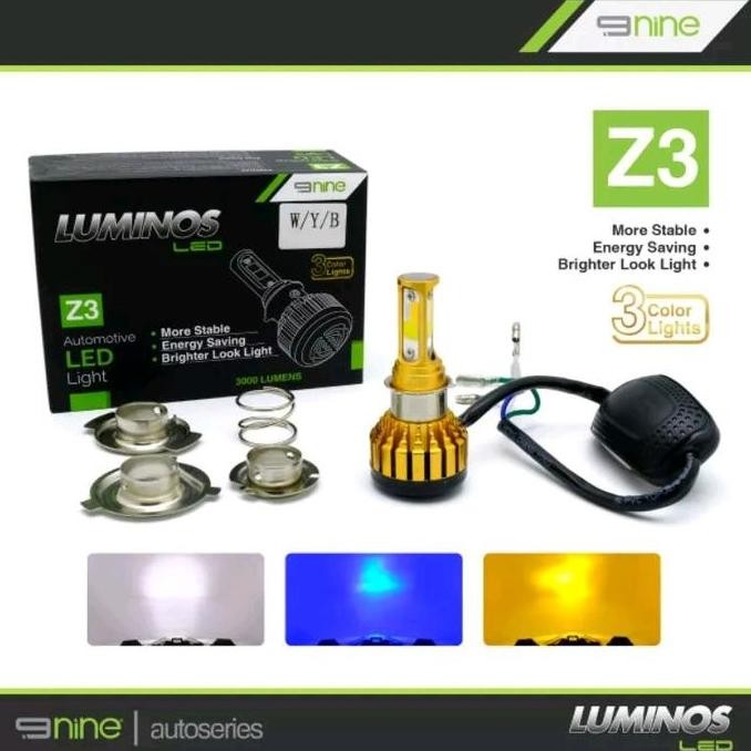 Promo LMAPU UTAMA MOTOR 3 WARNA H6 H7 H4 LUMINOSLED Z3 HI LOW 3 SISI lampu depan Car COD