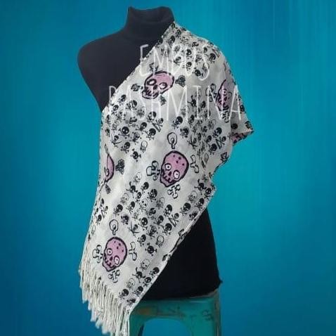 PASHMINA MOTIF TENGKORAK // SYAL MOTIF TENGKORAK // SCARF // SELENDANG