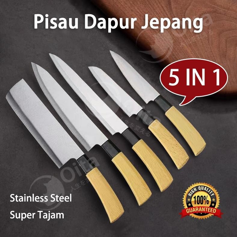 Bisa Cod 5 Pcs Pisau Set Kualitas Tinggi Stainless Steel Multifungsi Pisau Dapur Pisau Jepang Super 
