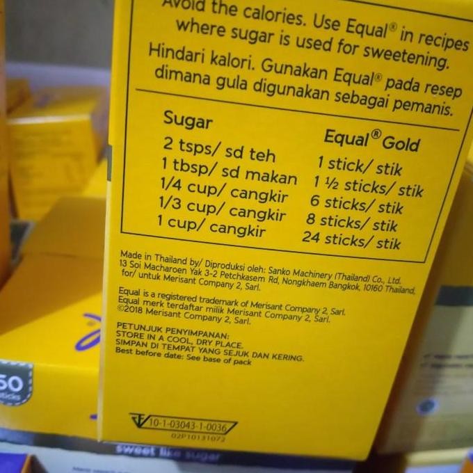 Equal Gold Sweetener 50 Stick l Pemanis Alami Nol Kalori l Sucralose