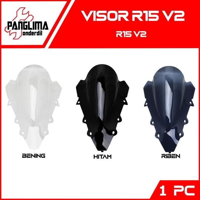 Visor Variasi R15-R 15 V2-V 2 Jenong Hitam-Riben-Bening Windshield Restock