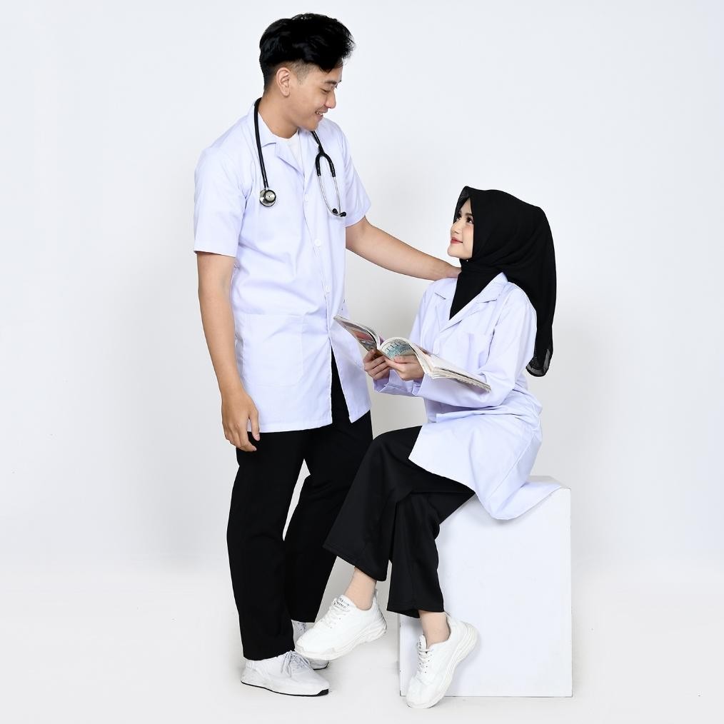 Jas Laboratorium Jas Lab Lengan Panjang & Lengan Pendek Jas Praktek Farmasi Baju Laboratorium