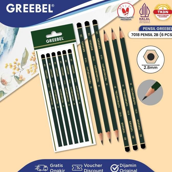 

GREEBEL Pensil Tulis 2B (7018) / Pensil Kayu / Pensil Lucu / Grafit / Graphite / Pensil Ujian Sekolah / Pensil Gambar