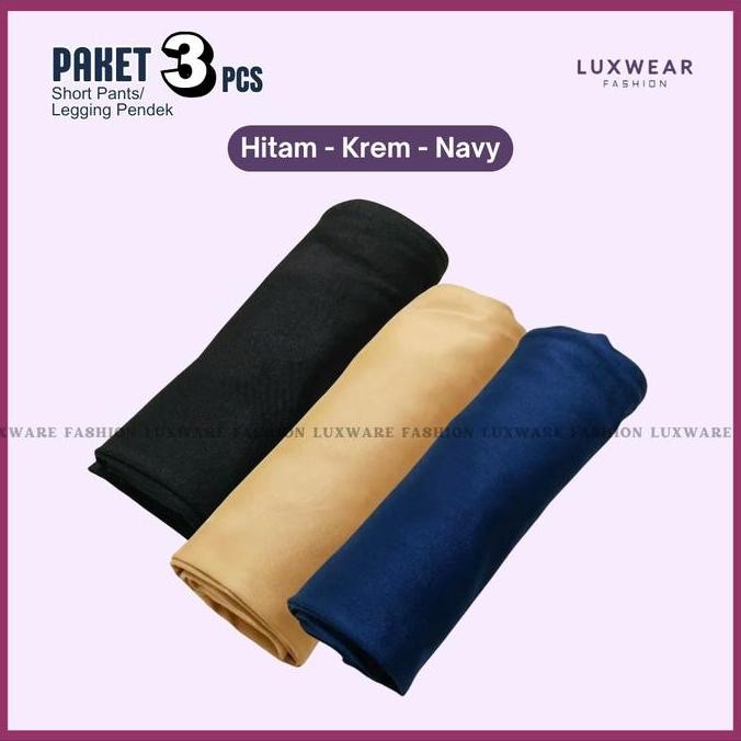 Df188>> Paket 3 Pcs Hotpants Spandex Wanita Shortpants Polos Dewasa Legging Sepaha Pendek Bahan Prem