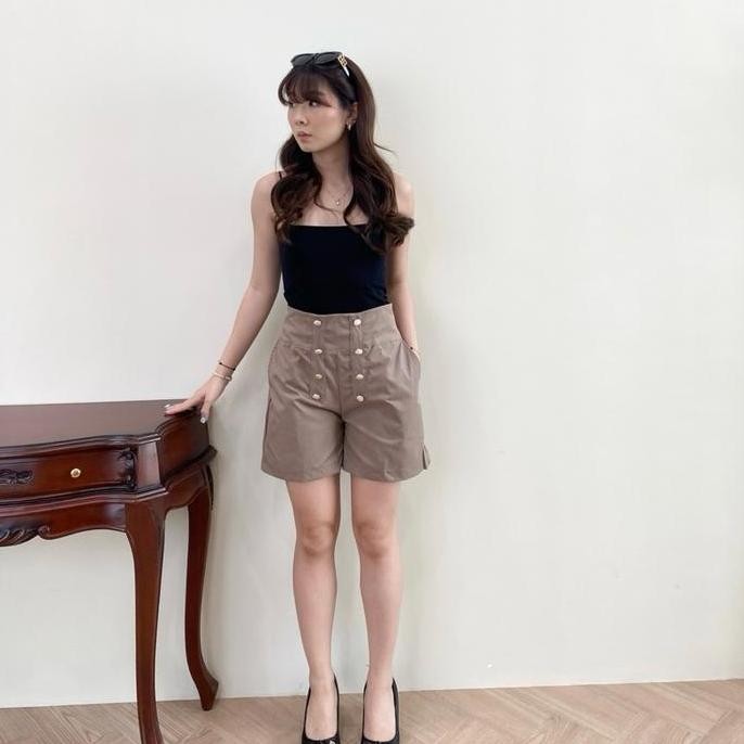 Df229>> Ave 107 - Vira Hw Short Pants | Celana Pendek Wanita Highwaist Katun