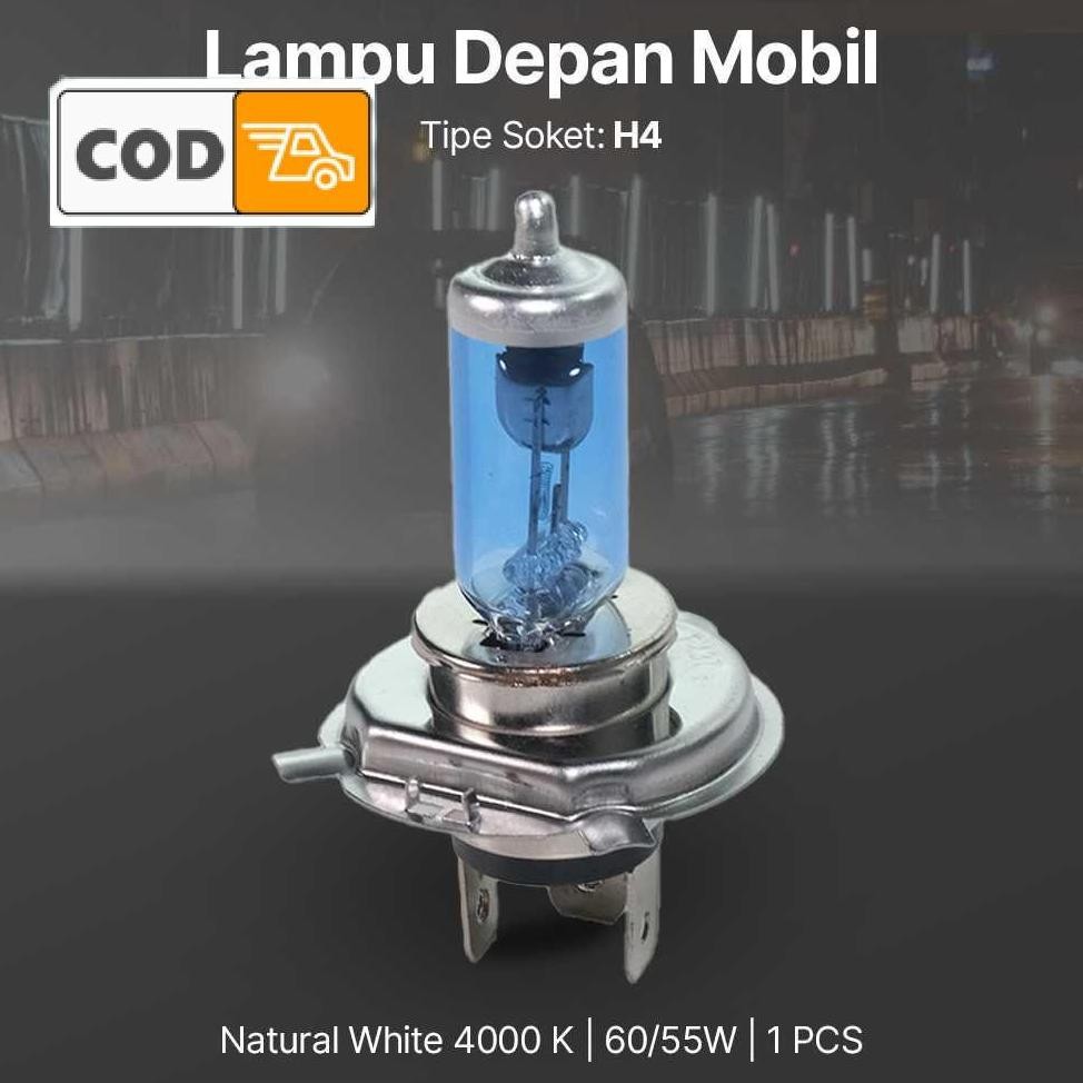 Lampu Depan Mobil H4 Halogen Super Terang 4000K Headlamp Led Mobil 60W